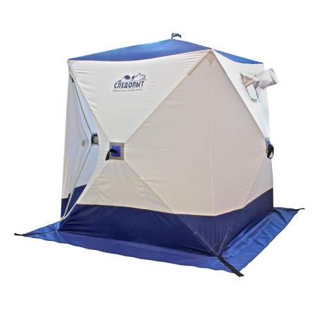 Купить палатку зимнюю куб СЛЕДОПЫТ 1,8 х1,8 м, Oxford 210D PU 1000, 3-местная, цв. бело-синий