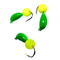 Мормышка безнасадочная "Банан" зеленый,d-3 мм,вес 0.5 г. шарик желтый неон