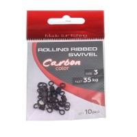 Вертлюг ROLLING RIBBED SWIVEL, латунь, цв. Carbon, р. 3, test-35 кг 