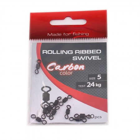 Вертлюг ROLLING RIBBED SWIVEL, латунь, цв. Carbon, р. 5, test-24 кг 