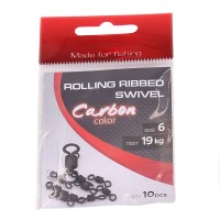 Вертлюг ROLLING RIBBED SWIVEL, латунь, цв. Carbon, р. 6, test-19 кг