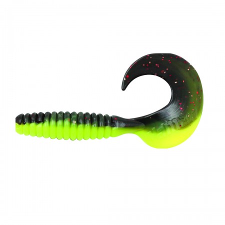 Твистер Spiral, р.2.5 inch, цвет #32 - Black Red Flake/Chartreuse Ya