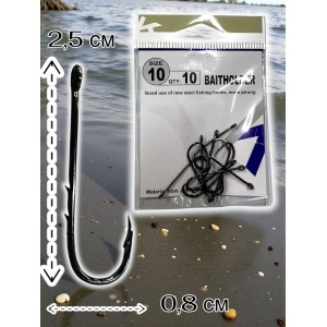 Крючки набор 10 шт BAITHOLDER c бородками size 10