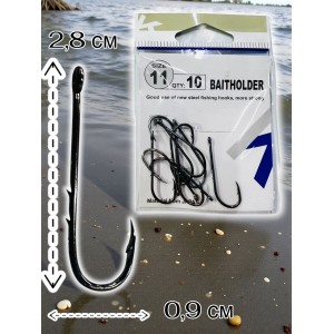 Крючки набор 10 шт BAITHOLDER c бородками size 11