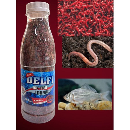 Прикормка Delfi Ice Fish Карась червь и мотыль