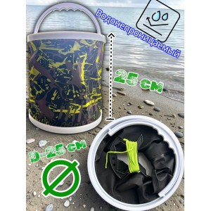 Водонепроницаемое складное ведро 25*25 см ткань Oxford c мотовилом и веревкой