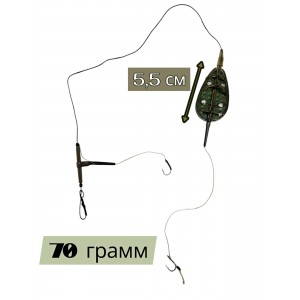 Рыболовный монтаж с кормушкой 70 г, готовая фидерная оснастка с крючками Рыболовный монтаж с кормушкой 70 г, готовая фидерная оснастка с крючками