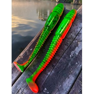 Виброхвост Minoga 3.75/9.5 см Pepper Green &Orange 