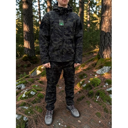 Мужской демисезонный костюм Softshell, мембрана, флис, камуфляж